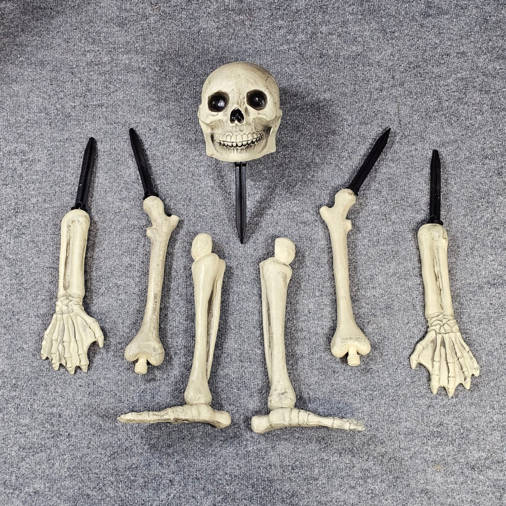 Halloween Skeleton Groundbreaker Yard Stakes 5 Piece Set Realistic Bone Decor